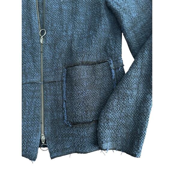 Rebecca Taylor Women's Navy Tweed Zip Up Front Pockets Knit Blazer Jacket Size 2 - Picture 2 of 9